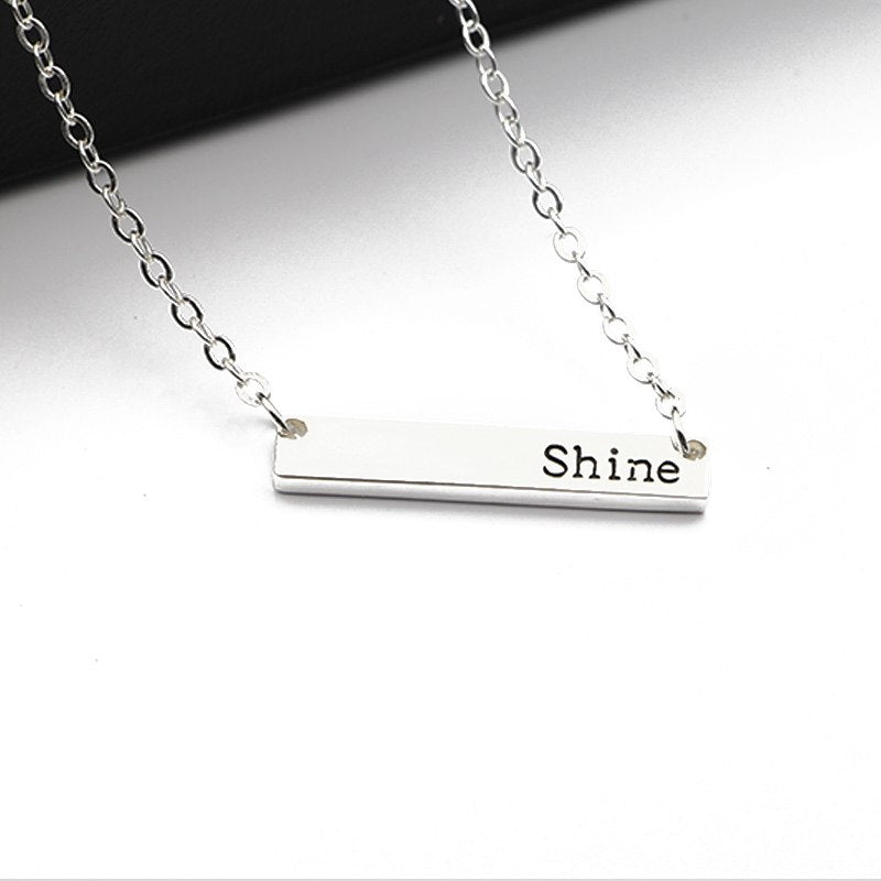 Simple Bar Pendant Believe,Dream,Strength,NamasteNecklace Jewelry Silver Color Personality Inspirational Necklace Multi-Style