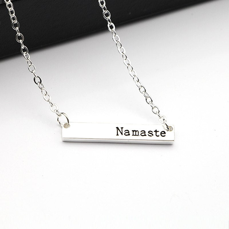 Simple Bar Pendant Believe,Dream,Strength,NamasteNecklace Jewelry Silver Color Personality Inspirational Necklace Multi-Style
