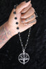 Simple Black Onyx Choker with Baphomet Pendant Vintage Pentagram Skull Round Goat Head Necklace Devil Pan God Necklaces