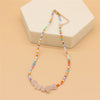 Simple Choker Necklace Seed Beads Irregular Crystal Stone Pendant Collar Women Girl Handmade Gift Jewelry