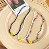 Simple Choker Necklaces Smiley Women Chain Ladies Seed Beads Pendant Girls Jewelry Colorful Trendy Korean Collares