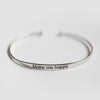 Simple Circular Open Size Make Me Happy 925 Sterling Silver Adjustable Bangle