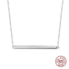 Simple Classic 925 Sterling Silver Necklaces Fashion Square Stick long Strip Link Necklace Pendant for Women Girl Jewelry zk30