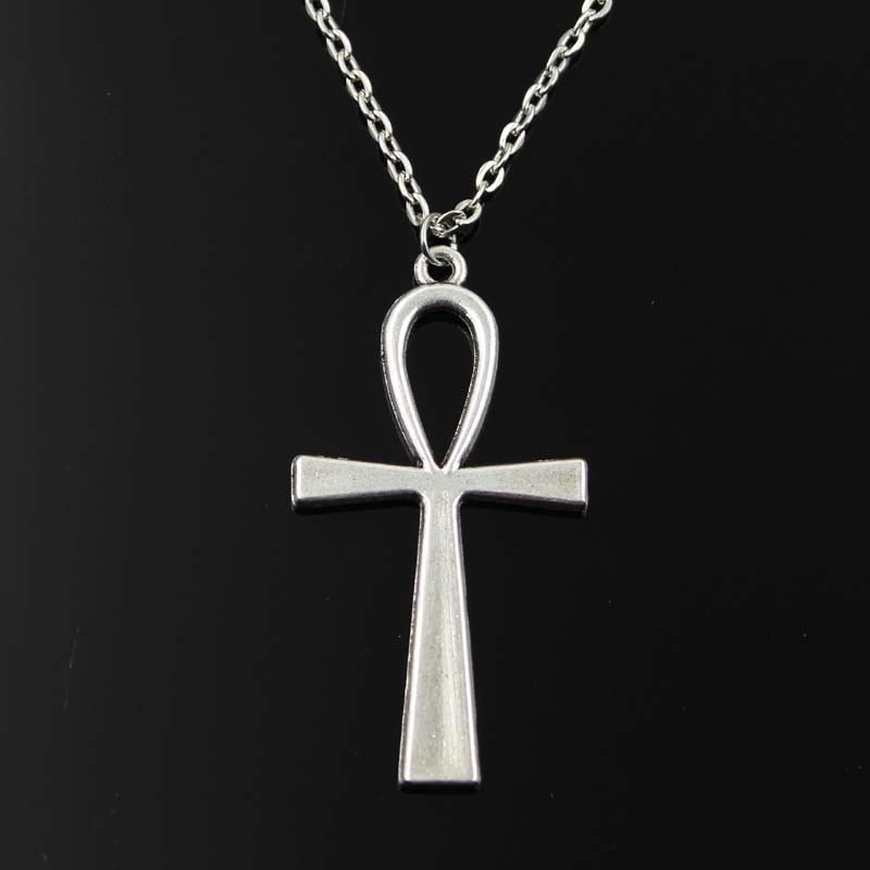 Simple Classic  Cross Egyptian Ankh Life Symbol Antique Silver Color Pendant Short Long Chain Necklaces Jewelry For Women