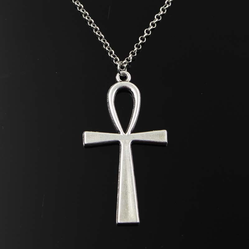 Simple Classic  Cross Egyptian Ankh Life Symbol Antique Silver Color Pendant Short Long Chain Necklaces Jewelry For Women