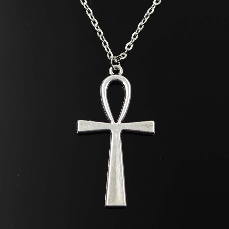 Simple Classic  Cross Egyptian Ankh Life Symbol Antique Silver Color Pendant Short Long Chain Necklaces Jewelry For Women