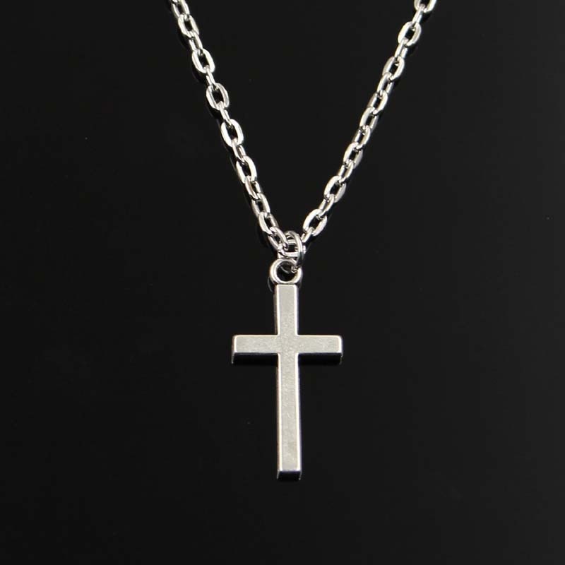 Simple Classic  Double Sided Cross Antique Silver Color Pendant Girl Short Long Chain Necklaces Jewelry For Women