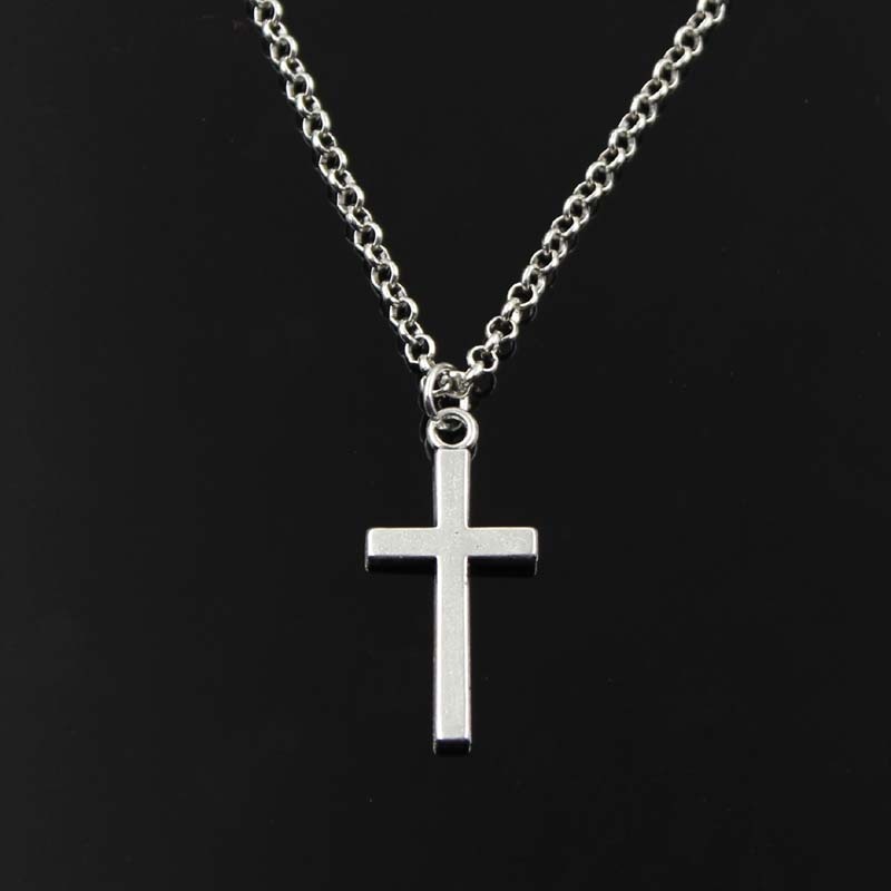 Simple Classic  Double Sided Cross Antique Silver Color Pendant Girl Short Long Chain Necklaces Jewelry For Women