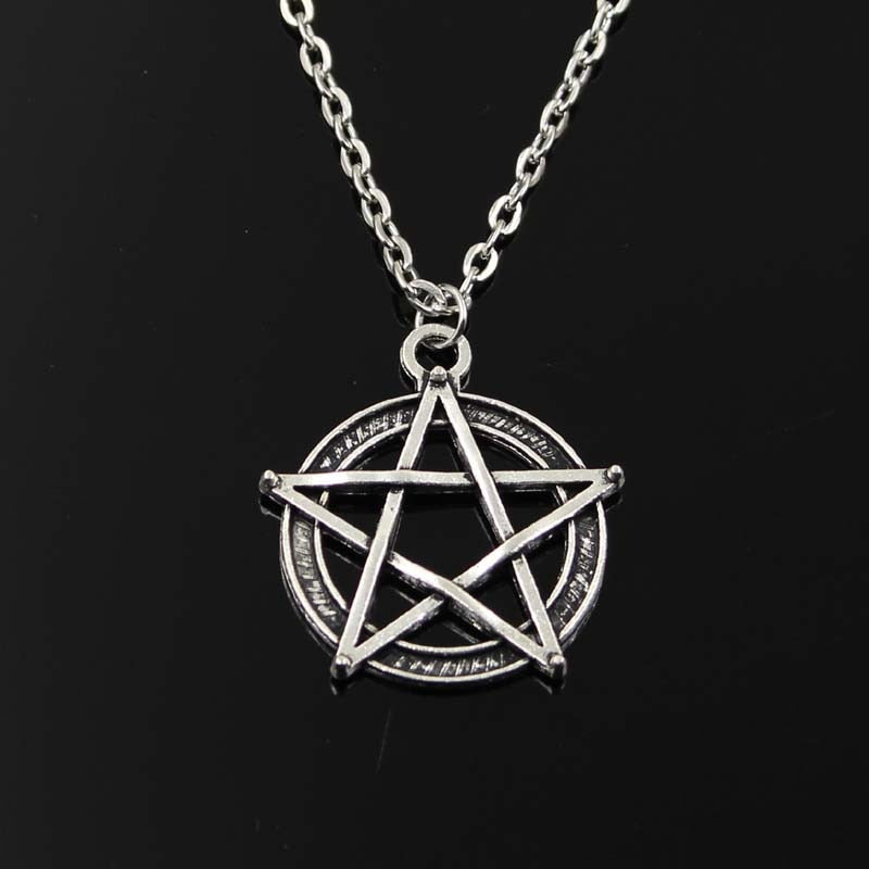 Simple Classic  Star Pentagram Antique Silver Color Pendant Girl Short Long Chain Necklaces Jewelry For Women