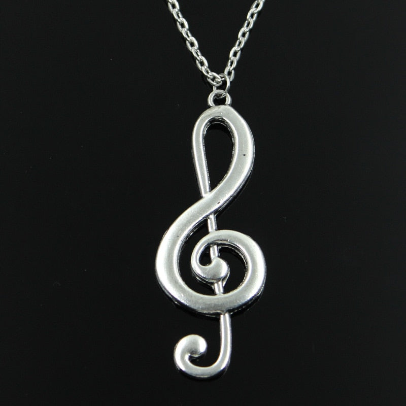 Simple Classic fashion musical note Antique Silver Pendant Girl Short Long Chain Necklaces Jewelry for women