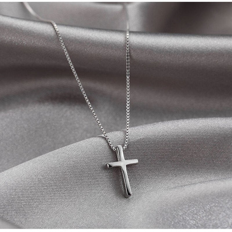 Simple Cross Pendants Necklaces Women Silver Color Chain Choker Necklace Female Bohemian Metal Jewelry Bijoux Collares