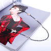 Simple Crystal Zirconia Star Long Necklaces Blak Bead Golden Charms Necklace Bijoux Femme Ladies Party Necklace  Sweater Jewelry