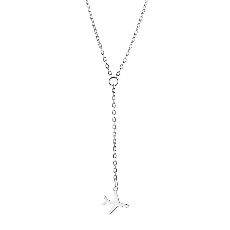 Simple Cute 4 Color Airplane Pendant Necklac Gold Silver Black Dainty Necklace For Women Tiny Charms Plane Airplane Jewelry Gift