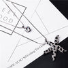 Simple Design Cylindrical Crystal Pendant Necklace Silver Double Chains AAA Zircon Necklace Long Women Sweater Chain