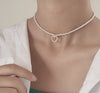 Simple Design Pearls Delicate Crystal Heart Pendant Necklace Women Jewelry
