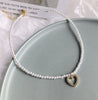 Simple Design Pearls Delicate Crystal Heart Pendant Necklace Women Jewelry