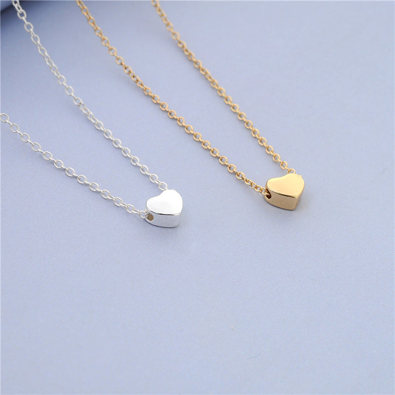 Simple Design Tiny Heart Necklace Tiny Thick Heart Neckace Cute Sweet Gold/Silver Women Necklace Jewelry