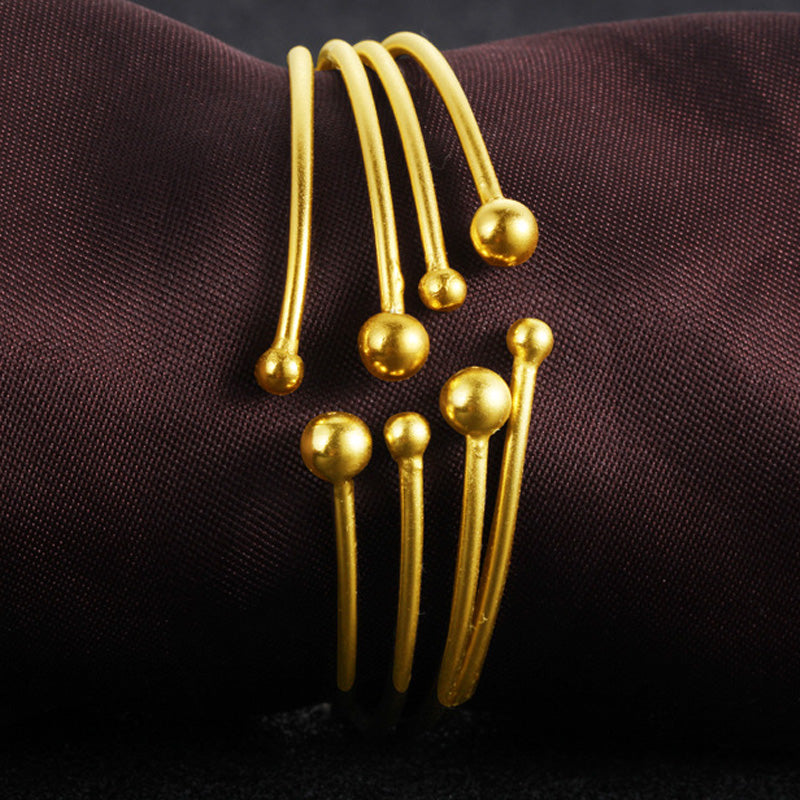 Simple Fashion Design 24K Bangle Charm Women Bride Wedding Gift Bracelet Fitting Exquisite Jewelry Packaging