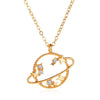 Simple Hollow Planet Universe Necklace Women Pendant Dainty Zircon Neck Chain Female Wedding Party Choker Jewelry Gifts