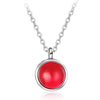 Simple Fashion Natural Stone Pendant Necklaces Women 100% 925 Sterling Silver Blue/Red Stone Pendant Necklaces Wedding Jewelry