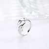 Simple  Silver Color Feather Dolphin Adjustable Ring Exquisite Jewelry Ring For Women Party Wedding Engagement Gift