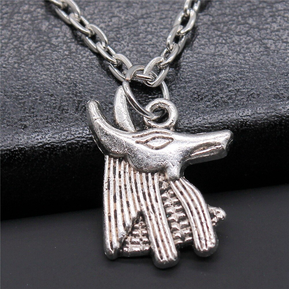 Simple Vintage 2 Colors 21x16mm Ancient Egyptian god of death Anubis Charm Pendant Necklace Jewelry For Women