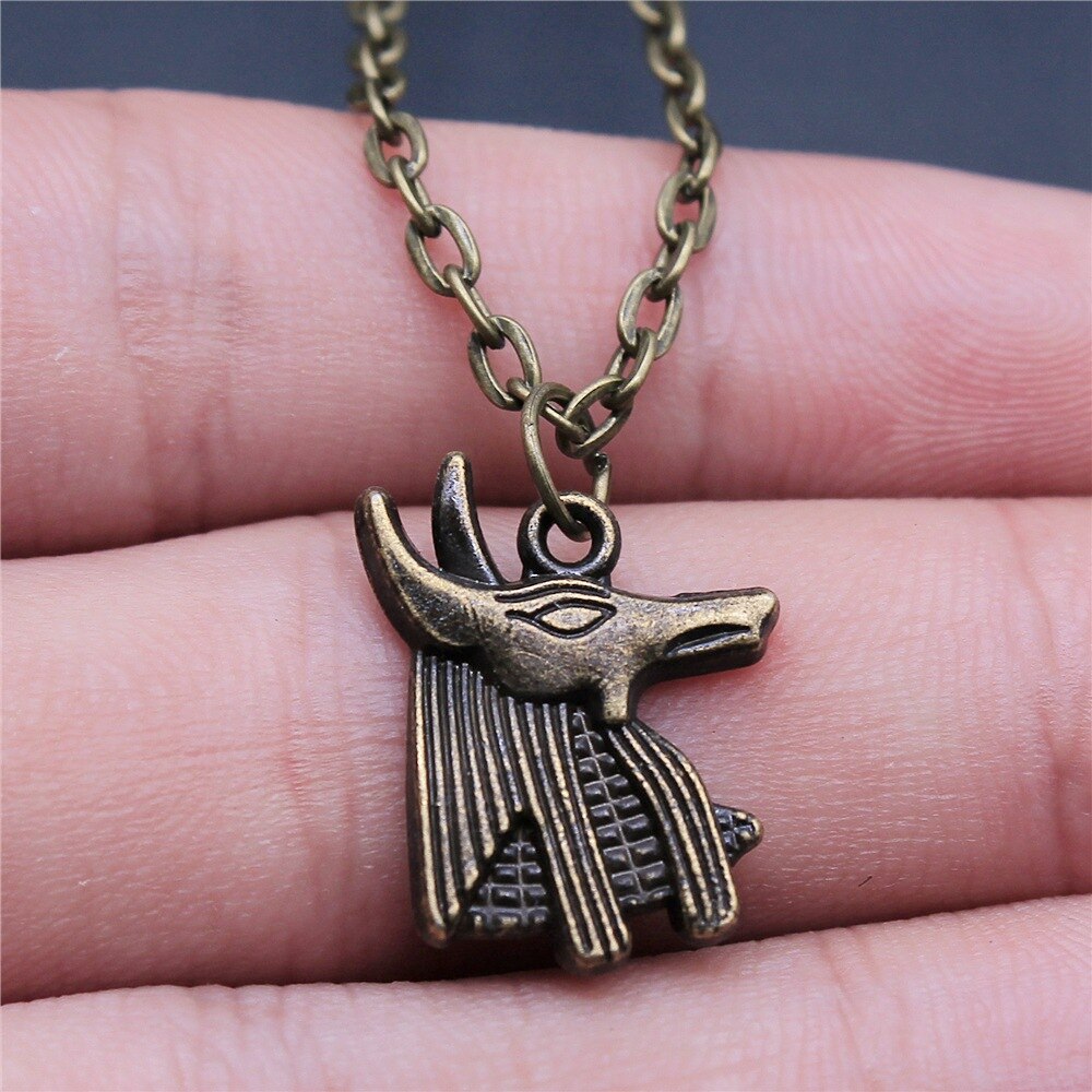 Simple Vintage 2 Colors 21x16mm Ancient Egyptian god of death Anubis Charm Pendant Necklace Jewelry For Women