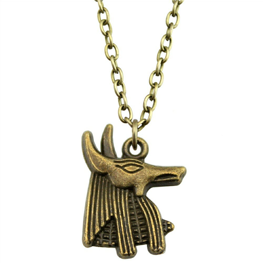 Simple Vintage 2 Colors 21x16mm Ancient Egyptian god of death Anubis Charm Pendant Necklace Jewelry For Women