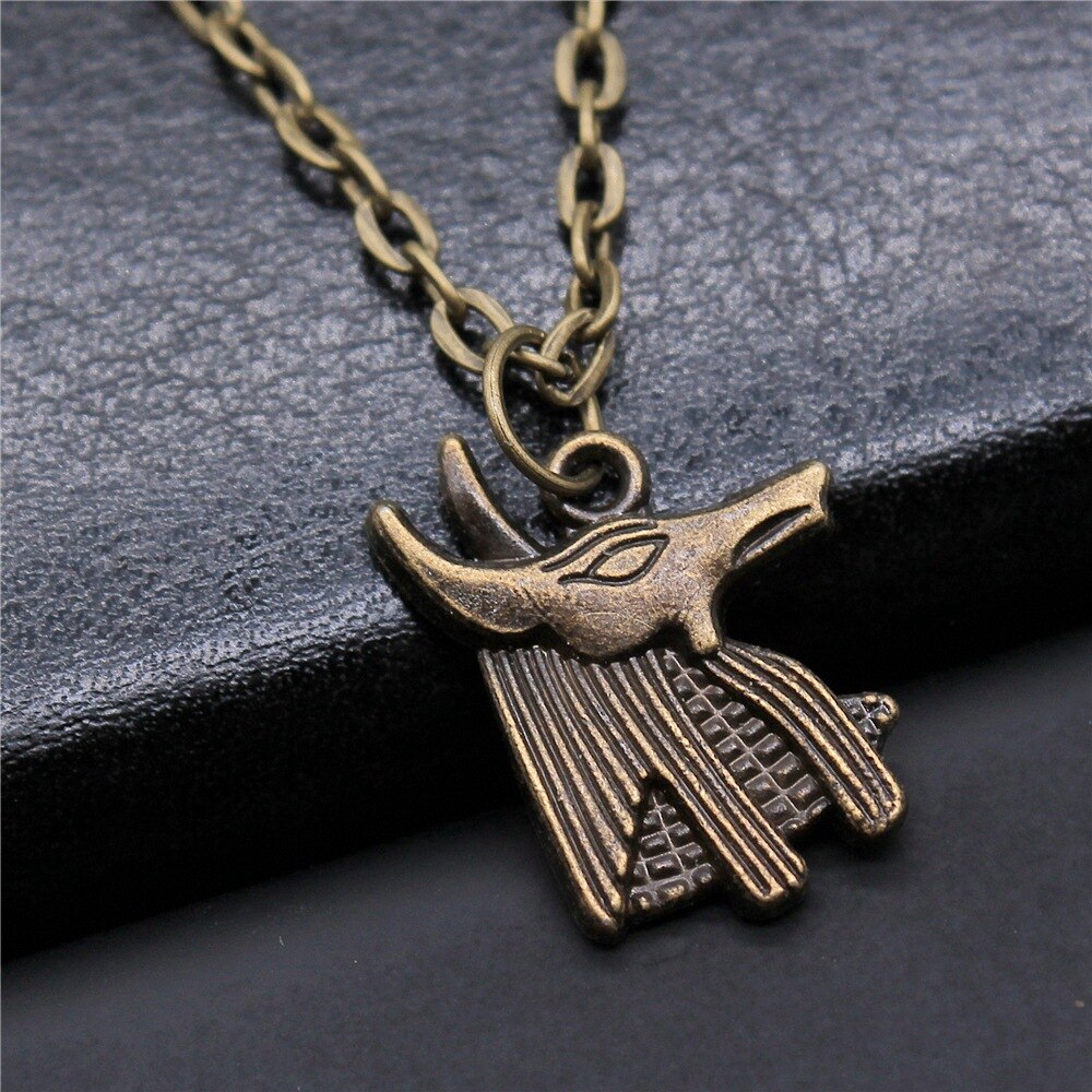 Simple Vintage 2 Colors 21x16mm Ancient Egyptian god of death Anubis Charm Pendant Necklace Jewelry For Women