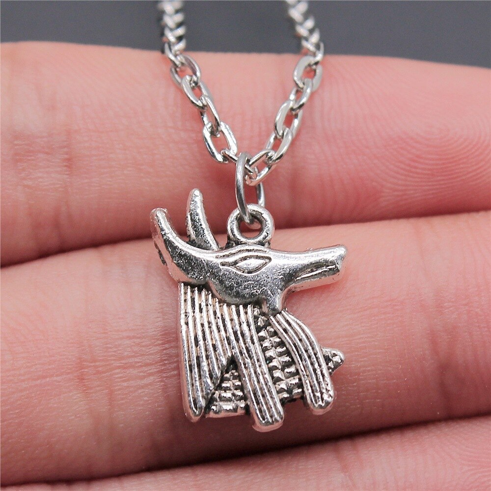 Simple Vintage 2 Colors 21x16mm Ancient Egyptian god of death Anubis Charm Pendant Necklace Jewelry For Women
