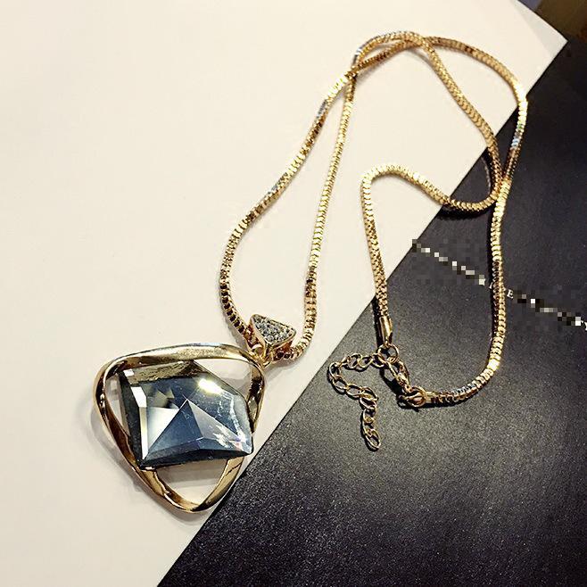 Simple Geometric Crystal Long Necklaces & Pendants For Women Fashion Jewelry Cute Gift