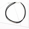 Simple Geometric Double Layers Chokers Necklaces Punk Hollow Black Leather Suede Collar Chocker Necklace Collier Femme