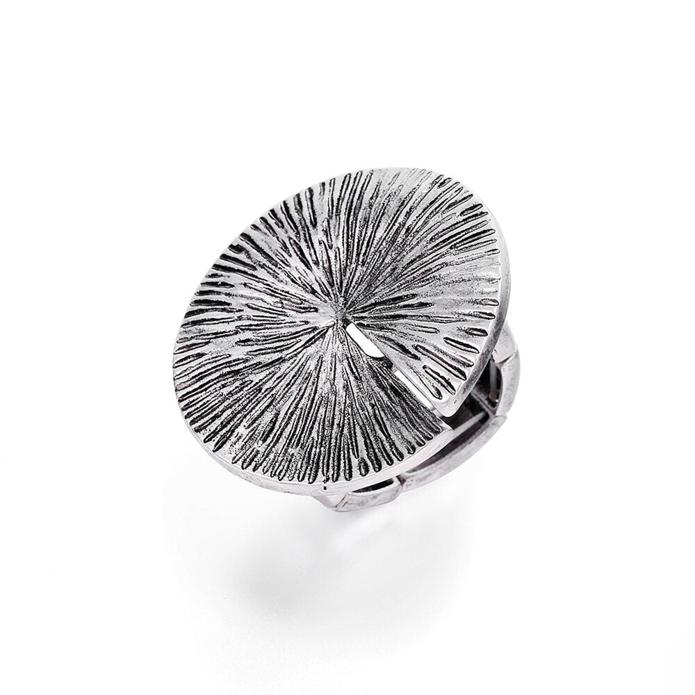 Simple Ginkgo Biloba Rings For Woman Ancient Silver Color Crystal Adjustable Vintage Ring For Woman Jewelry