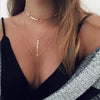 Simple Gold Color Chain Choker Necklace Long Sequins Tassel Chocker Necklaces For Women collar collier ras du cou