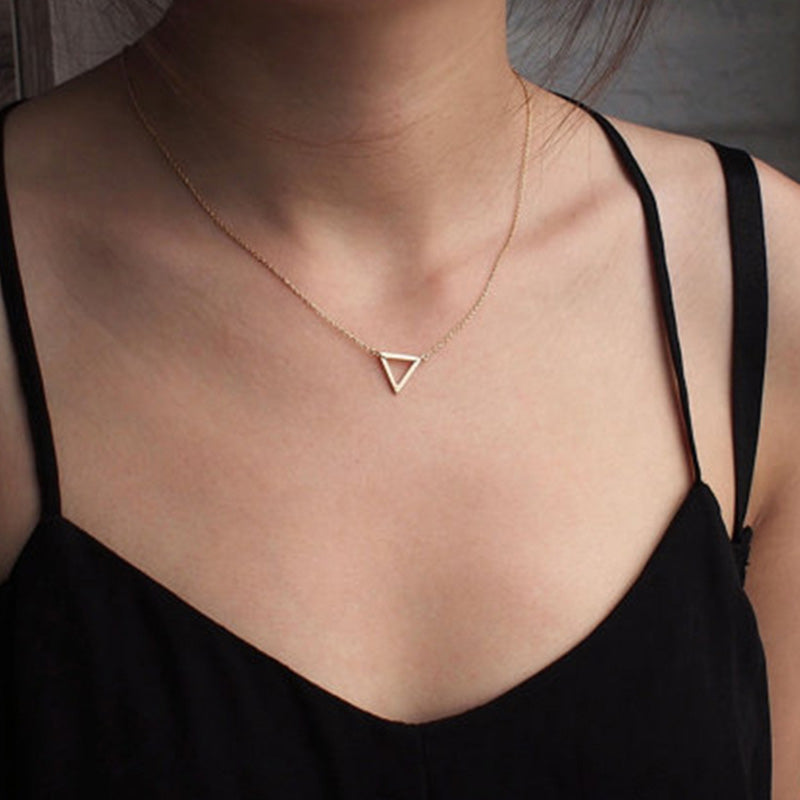 Simple Gold Silver Chain Necklace Triangular Women Jewelry Short Necklaces & Pendants Party Birthd Gift