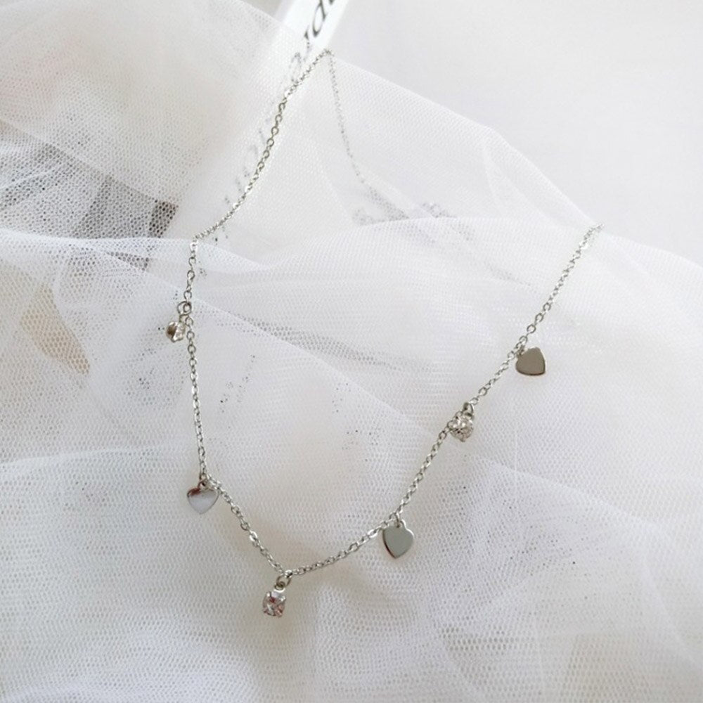 Simple Gold Silver Color Heart Choker Necklace For Women Metal Short Chain Necklaces Bohemia Crystal Pendant Female Jewelry