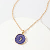 Simple Harajuku Sweet Cute Moon Star Heart Enamel Necklace Korean Round Heart Lightning Delicate Necklace for Women 2021
