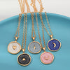 Simple Harajuku Sweet Cute Moon Star Heart Enamel Necklace Korean Round Heart Lightning Delicate Necklace for Women 2021