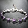 Simple Heart Purple CZ Twisted 925 Sterling Silver Bracelet