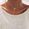 Simple Heart two layers Choker Necklaces For Women Multi Layers Beads Chocker collar ras du cou collier femme Minimalist jewelry