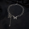 Simple Hip Hop Butterfly Tassel Choker Necklace For Women Teens Girls Punk Link Chain Necklace Party Daily Jewelry