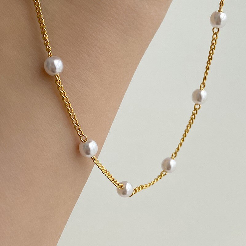 Simple Imitation Pearl Choker Necklace for Girl Women Cute Romantic Short Necklace Gift for Friend  Dropshippin