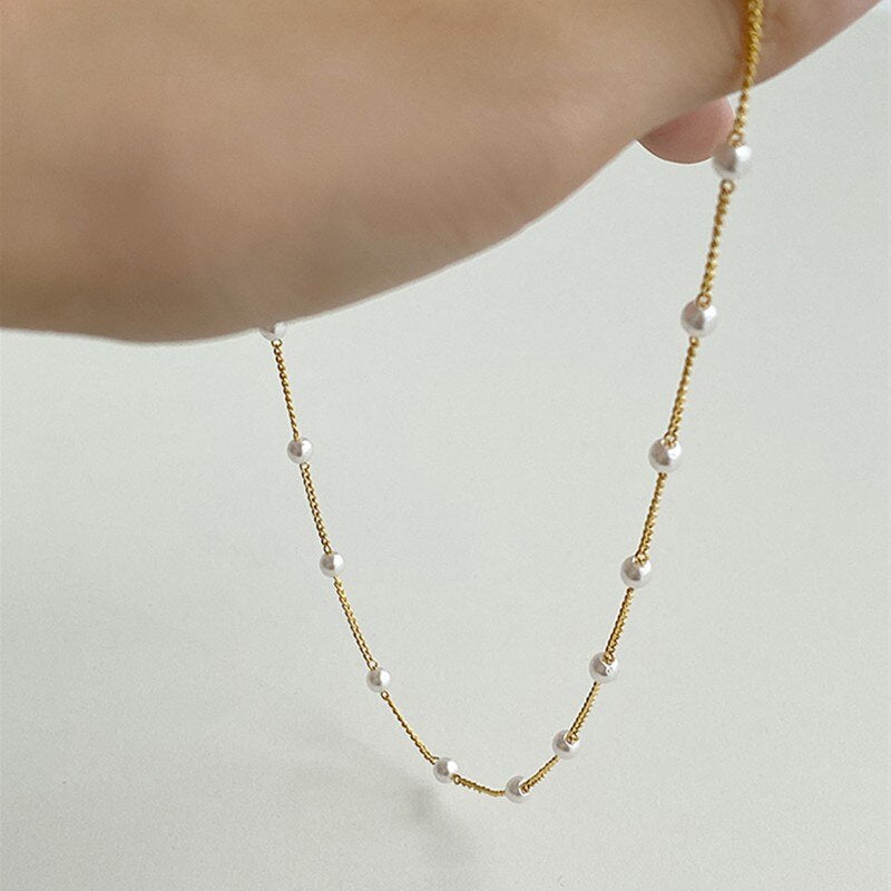 Simple Imitation Pearl Choker Necklace for Girl Women Cute Romantic Short Necklace Gift for Friend  Dropshippin