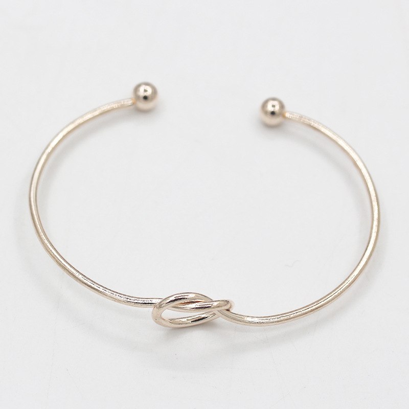 Simple Knot Cuff Bracelets Black Rose Gold Silver Plated Love Bangles Open Adjustable Women Men Heart Charm Fashion Jewelry