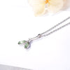 Simple Korean Female Collares Silver color Cat's Eye Stone Leaf Green Leaf Pendant Necklace for Women Collarbone Jewelry