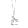 Simple Korean Female Collares Silver color Cat's Eye Stone Leaf Green Leaf Pendant Necklace for Women Collarbone Jewelry