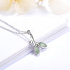 Simple Korean Female Collares Silver color Cat's Eye Stone Leaf Green Leaf Pendant Necklace for Women Collarbone Jewelry