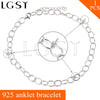 Simple women jewelry 925 sterling silver adjustable anklet bracelet fitting with pearl seat, charm pearl anklet accessory