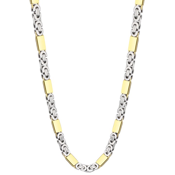 Simple Men Jewelry Stainless Steel Gold Chain Necklace for Men Byzantine Link Chains Length 22 Width 8mm cadenas hombre FC013