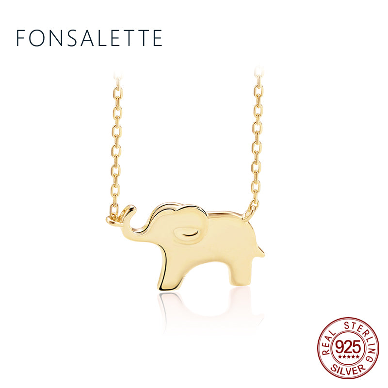 Simple Mirror Small Elephant Necklace 925 Silver Animal Family Pendant Dainty Necklace Woman Jewelry Christmas Gift ZK40